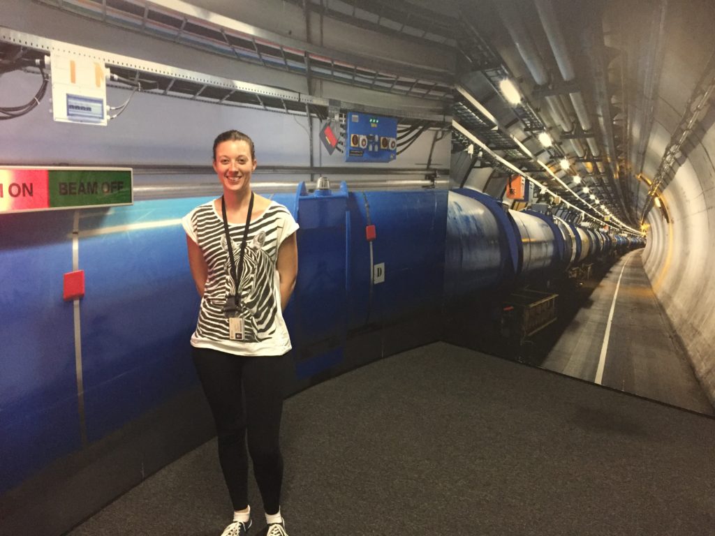 Sarah Reeves at the CERN Large Hadron Collider.
